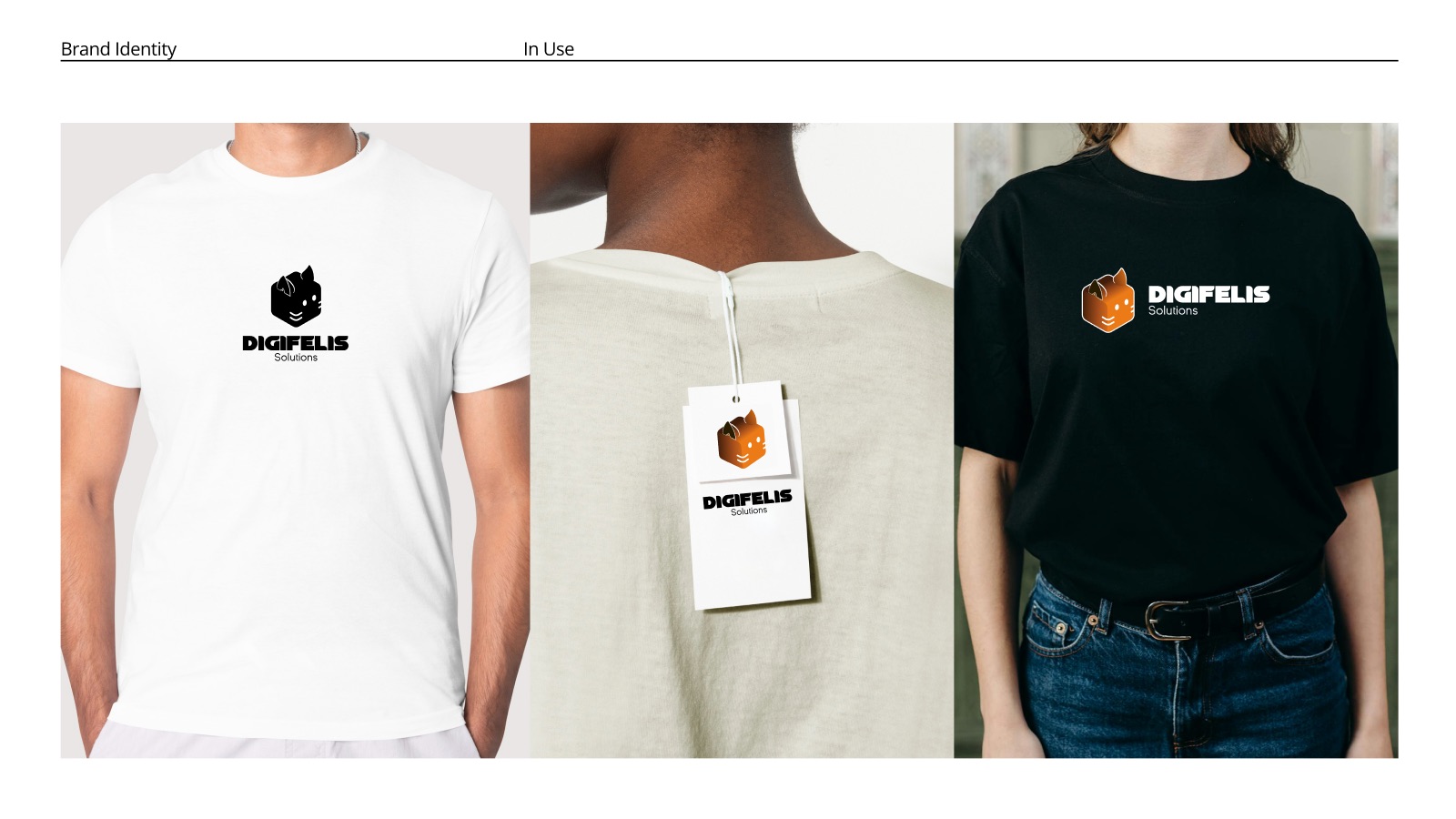 Digifelis logo on t-shirts and swing tags